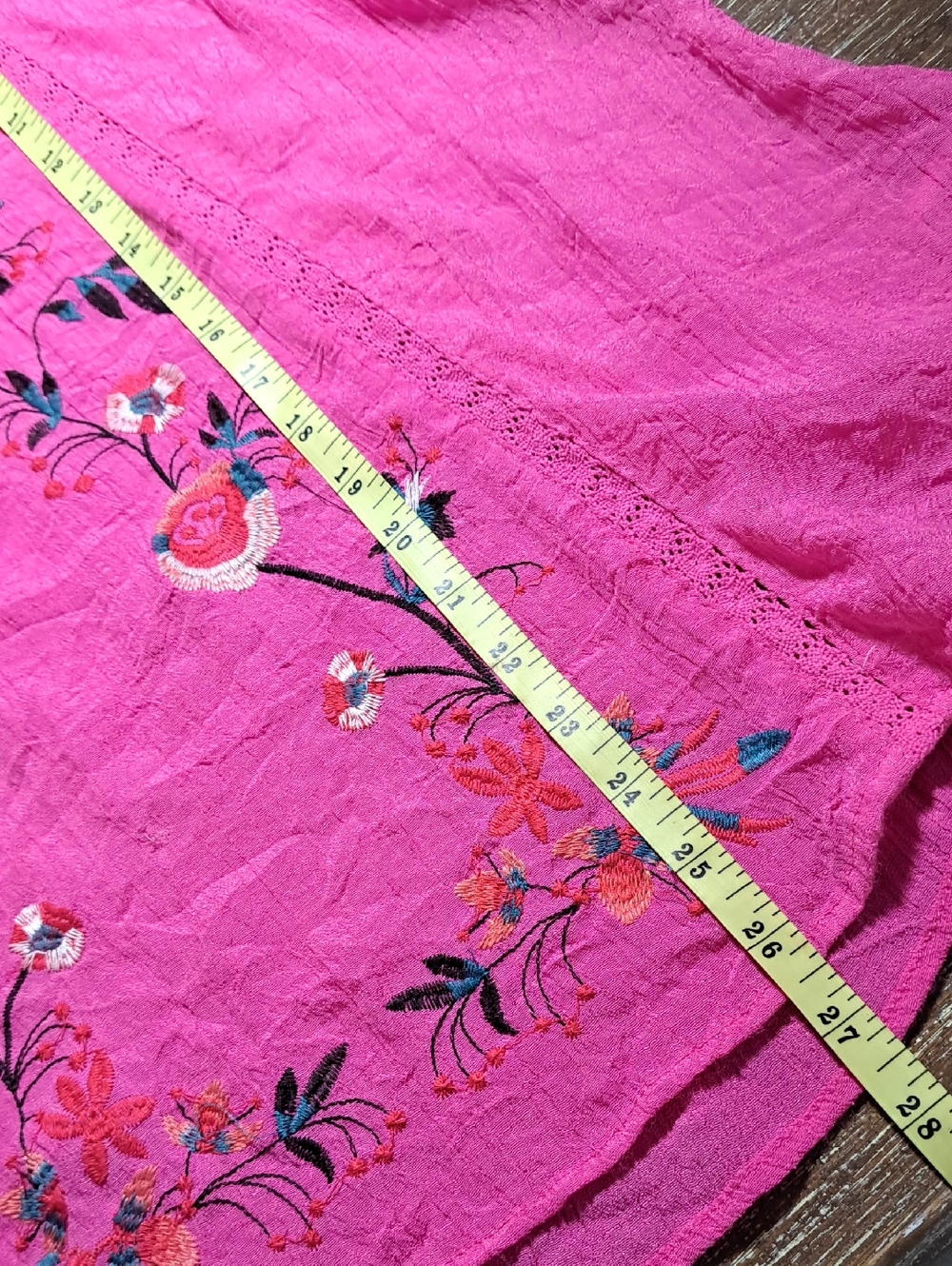 Umgee Women’s Top Hot Pink Floral Embroidery Eyelet Lace Short Sleeve Size Large - Picture 12 of 15
